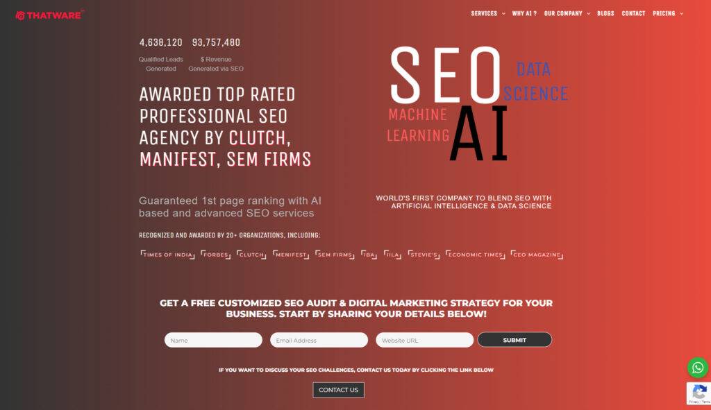 AWARDED TOP RATED PROFESSIONAL SEO AGENCY BY CLUTCH, MANIFEST, SEM FIRMS